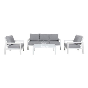 Alani 4 Piece Deep Seat Lounge - White - Outdoor Lounge - DYS Outdoor