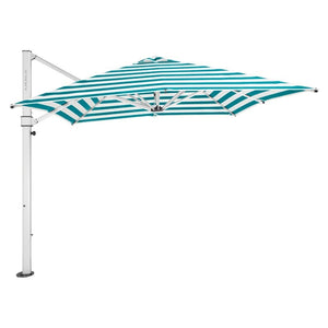 Aurora Umbrella - Premium Fabric - Teal Stripe - Cantilever Side Post Umbrella - Instant Shade