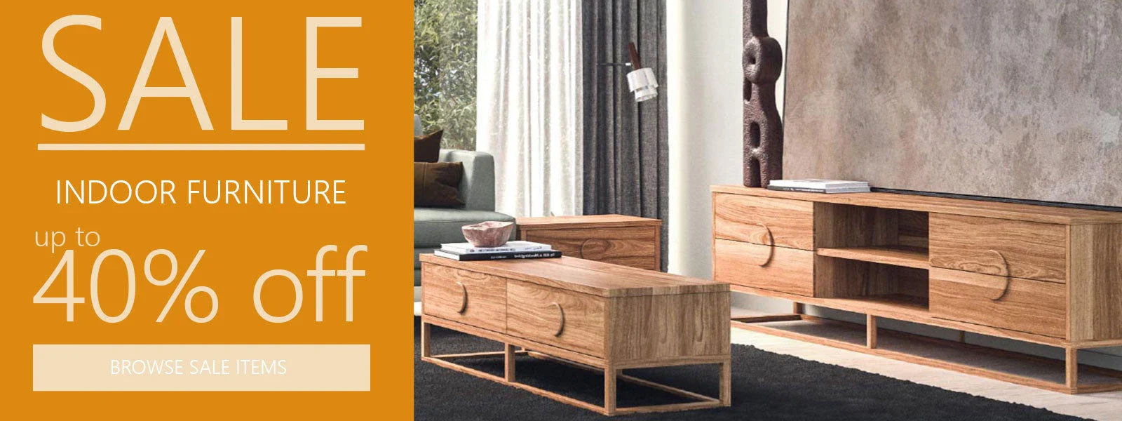 Modern wooden sideboard and coffee table enhancing stylish indoor space decor