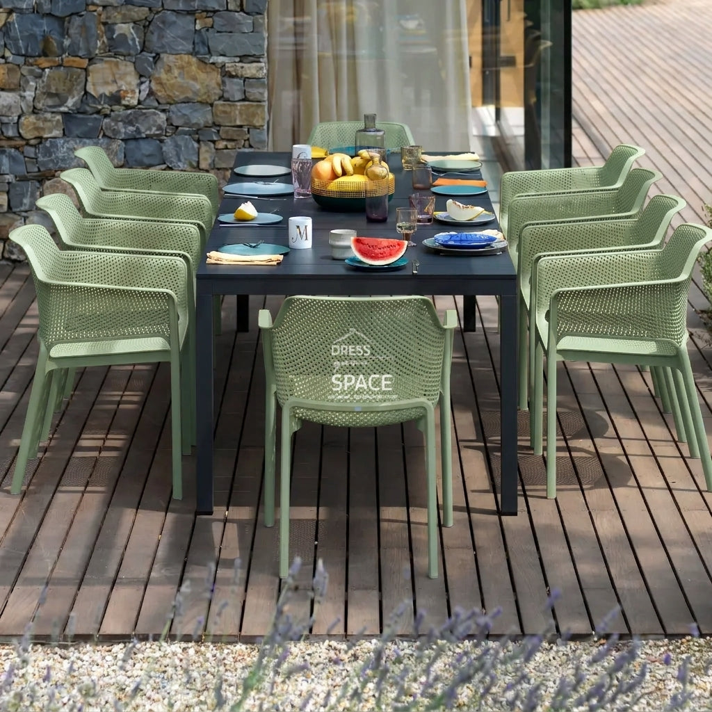 Nardi Rio Aluminium Extension Anthracite Table & Net Agave (Green) Chair 7, 9 or 11 piece Dining Setting