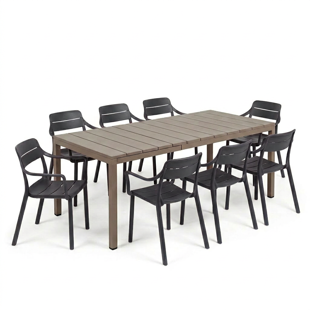 Nardi Rio Resin Taupe Ext. & Cassia Anthracite Arm Chairs 7, 9 or 11 piece Dining Set