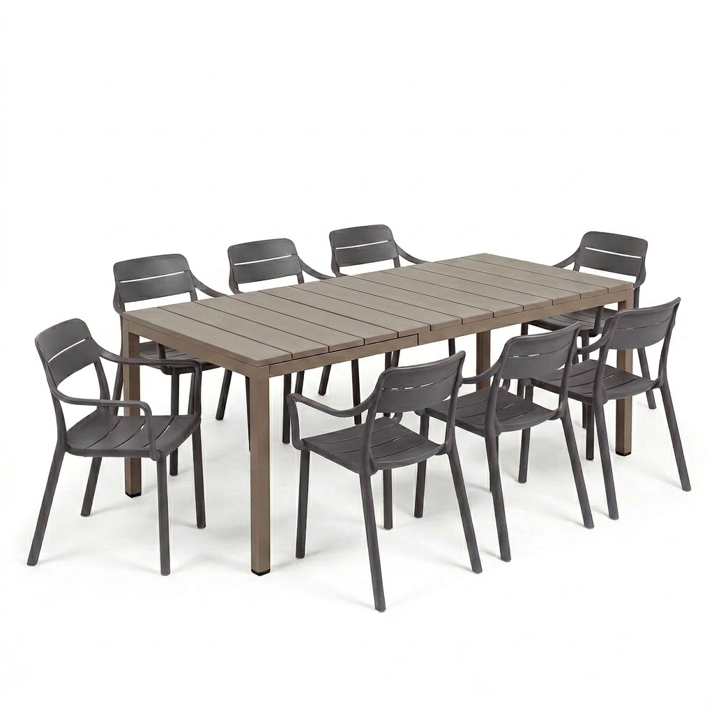 Nardi Rio Resin Taupe Ext. & Cassia Basalto Arm Chairs 7, 9 or 11 piece Dining Set
