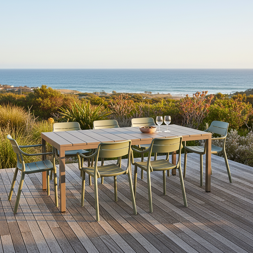 Nardi Rio Resin Taupe Ext. & Cassia Cactus Arm Chairs 7, 9 or 11 piece Dining Set