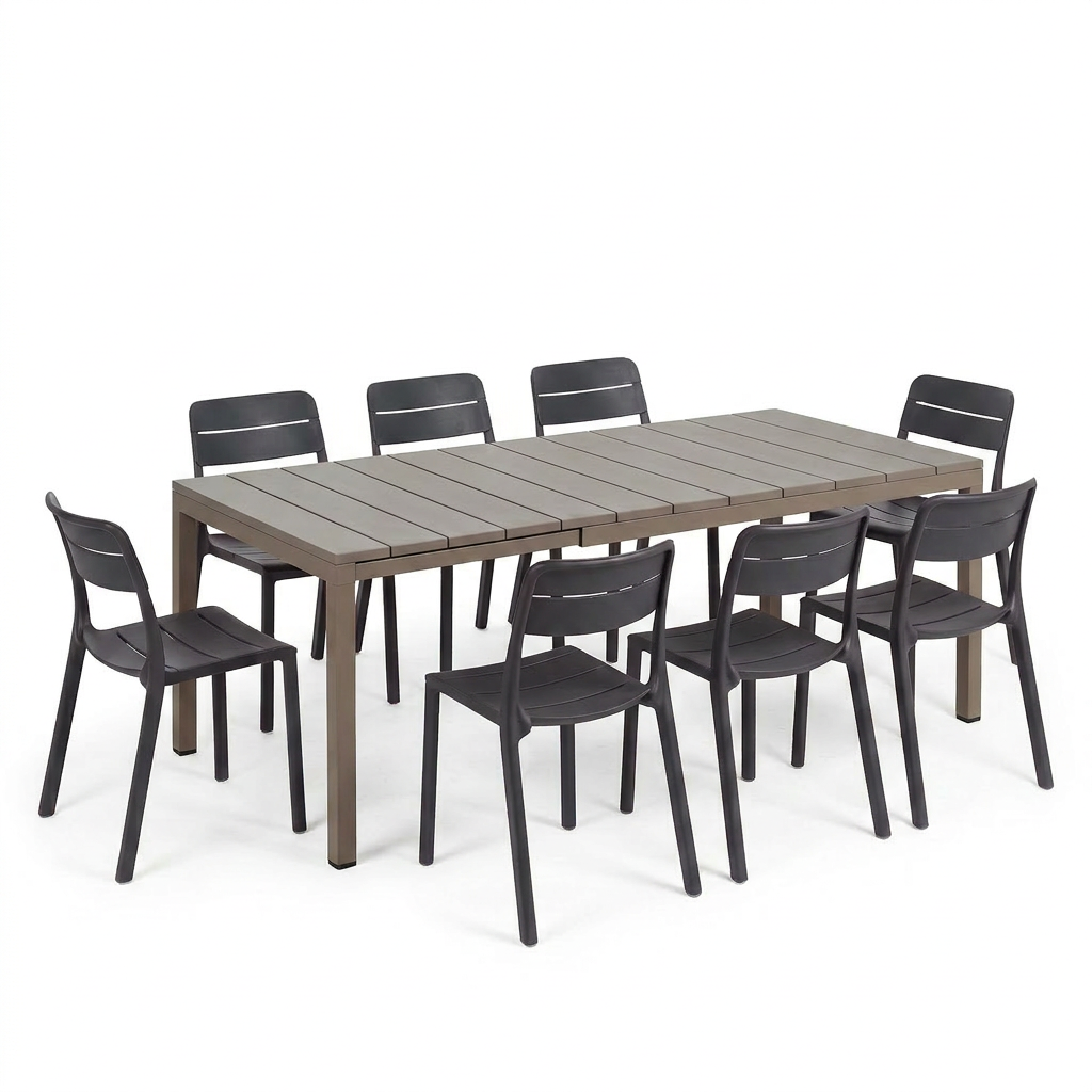Nardi Rio Resin Taupe Ext. & Cassia Anthracite Armless Chairs 7, 9 or 11 piece Dining Set