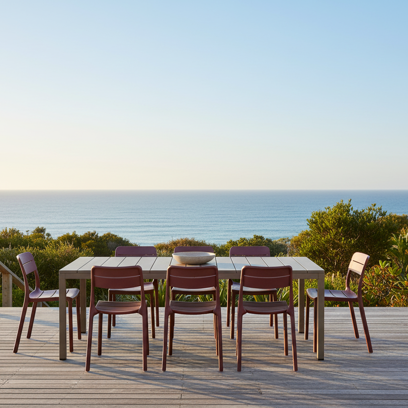 Nardi Rio Resin Taupe Ext. & Cassia Borgogna Armless Chairs 7, 9 or 11 piece Dining Set