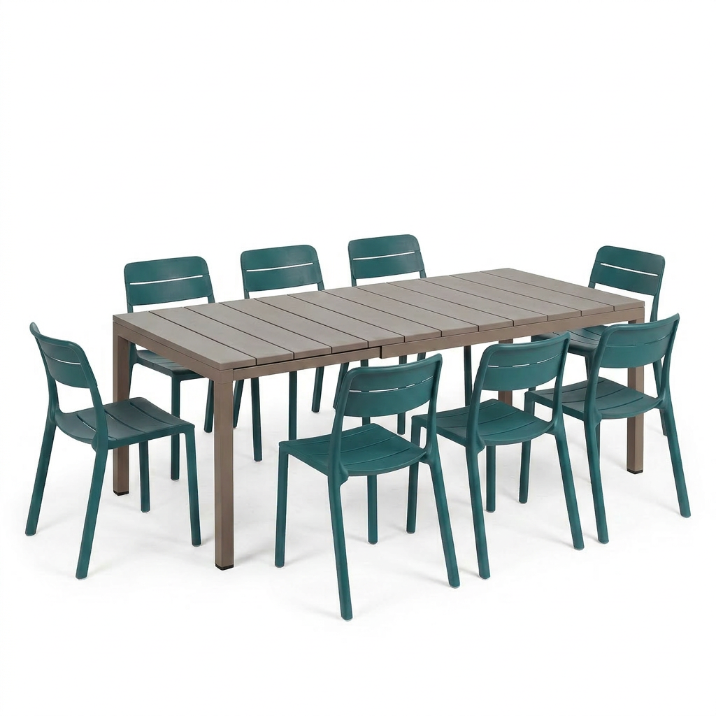Nardi Rio Resin Taupe Ext. & Cassia Maya Armless Chairs 7, 9 or 11 piece Dining Set
