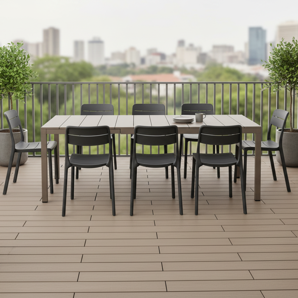 Nardi Rio Aluminium Taupe Ext. & Cassia Anthracite Armless Chairs 7, 9 or 11 piece Dining Setting