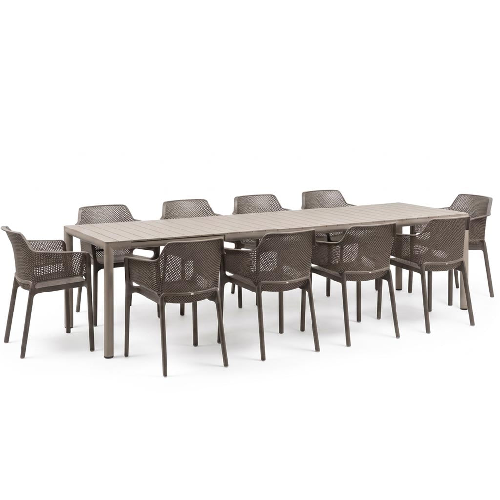 Nardi Tevere Corda Ext. & Net Tortora (Taupe) Chairs 7, 9 or 11 Piece Set
