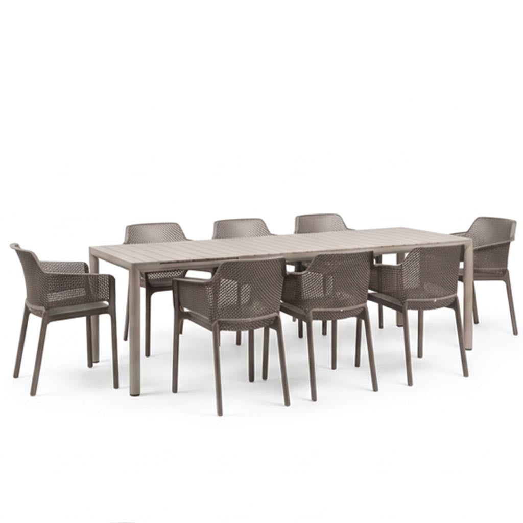 Nardi Tevere Corda Ext. & Net Tortora (Taupe) Chairs 7, 9 or 11 Piece Set