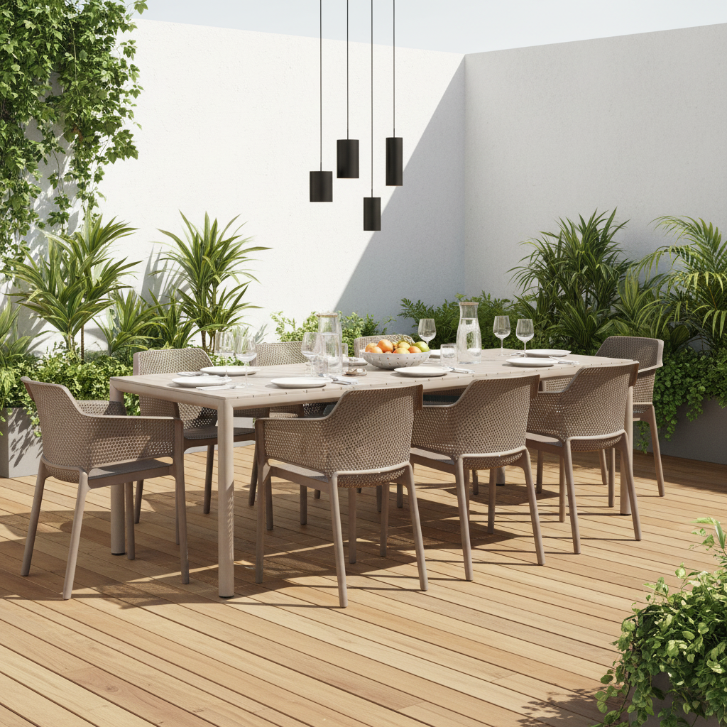Nardi Tevere Corda Ext. & Net Tortora (Taupe) Chairs 7, 9 or 11 Piece Set