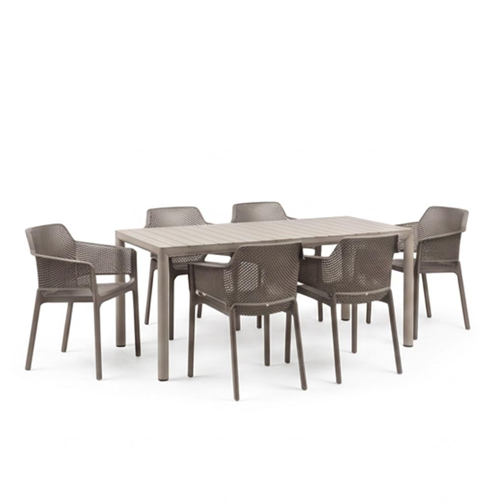 Nardi Tevere Corda Ext. & Net Tortora (Taupe) Chairs 7, 9 or 11 Piece Set