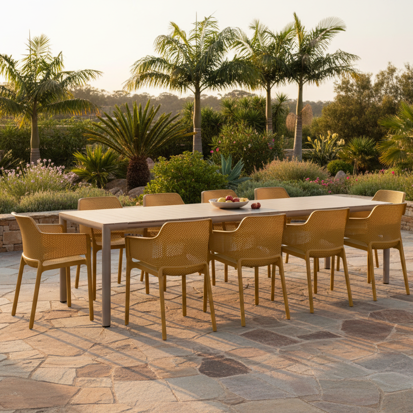 Nardi Tevere Corda Ext. & Net Senape (Mustard) Chairs 7, 9 or 11 Piece Set