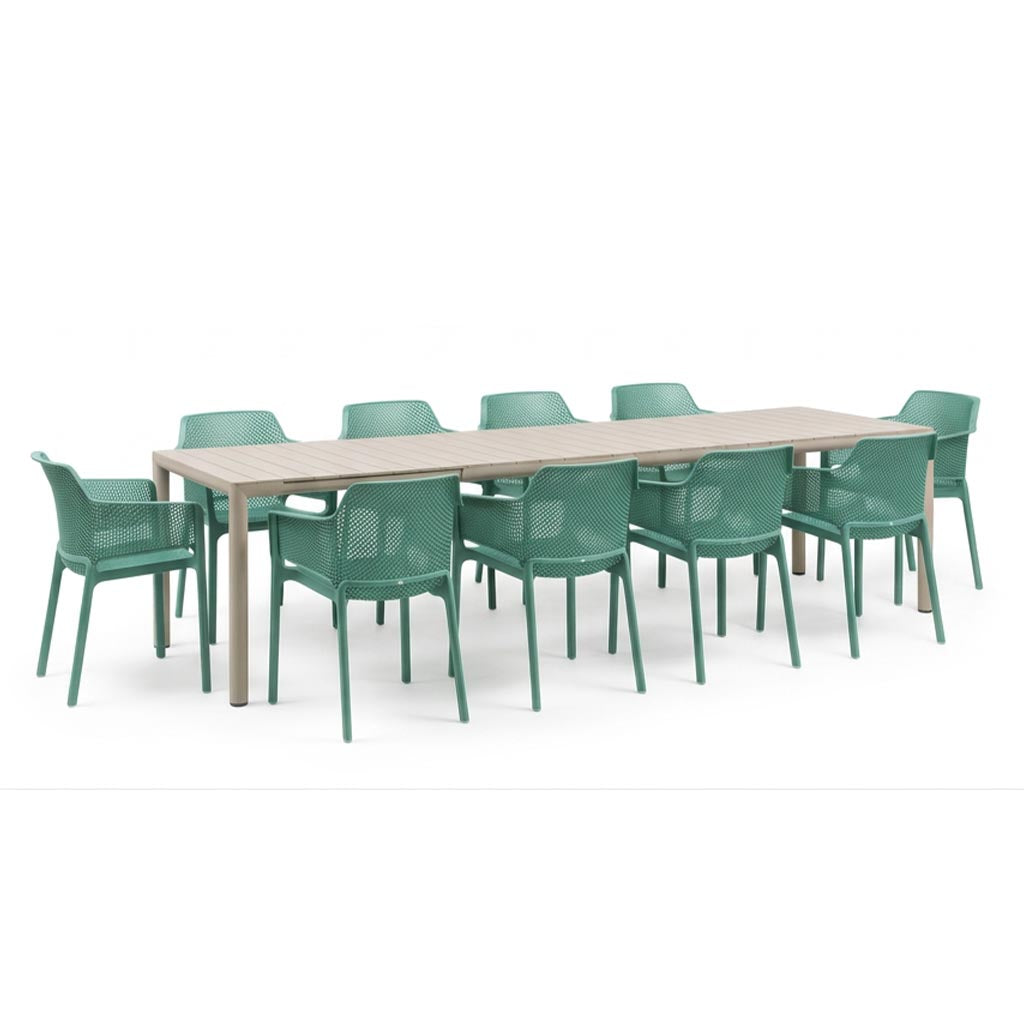 Nardi Tevere Corda Ext. & Net Salice (Jade) Chairs 7, 9 or 11 Piece Set