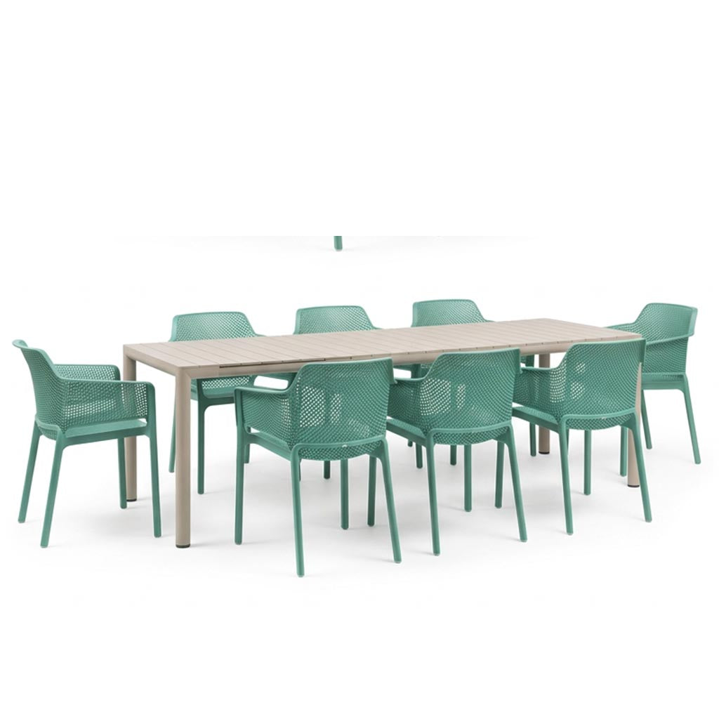 Nardi Tevere Corda Ext. & Net Salice (Jade) Chairs 7, 9 or 11 Piece Set