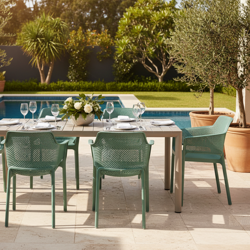 Nardi Tevere Corda Ext. & Net Salice (Jade) Chairs 7, 9 or 11 Piece Set