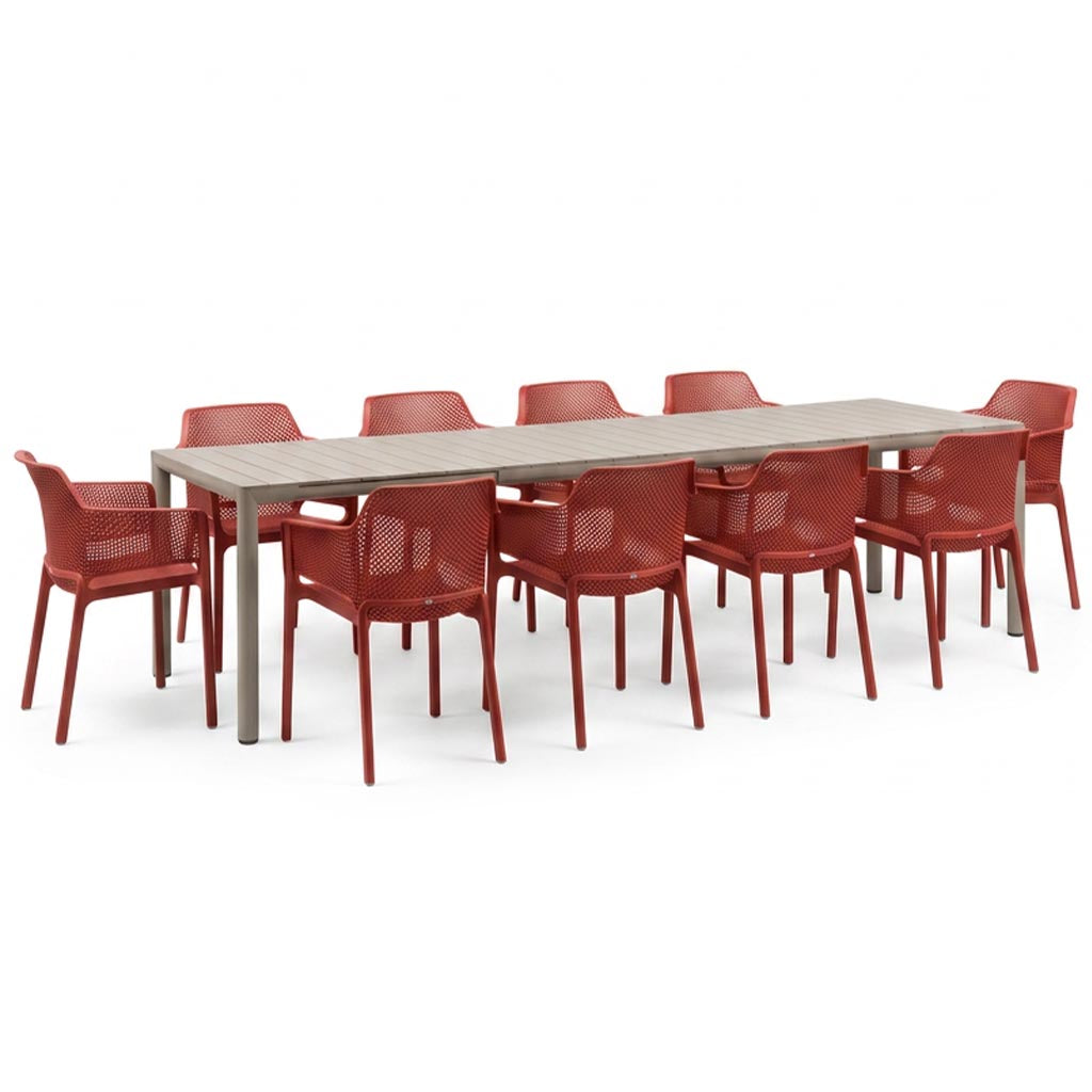 Nardi Tevere Corda Ext. & Net Corallo (Coral) Chairs 7, 9 or 11 Piece Set