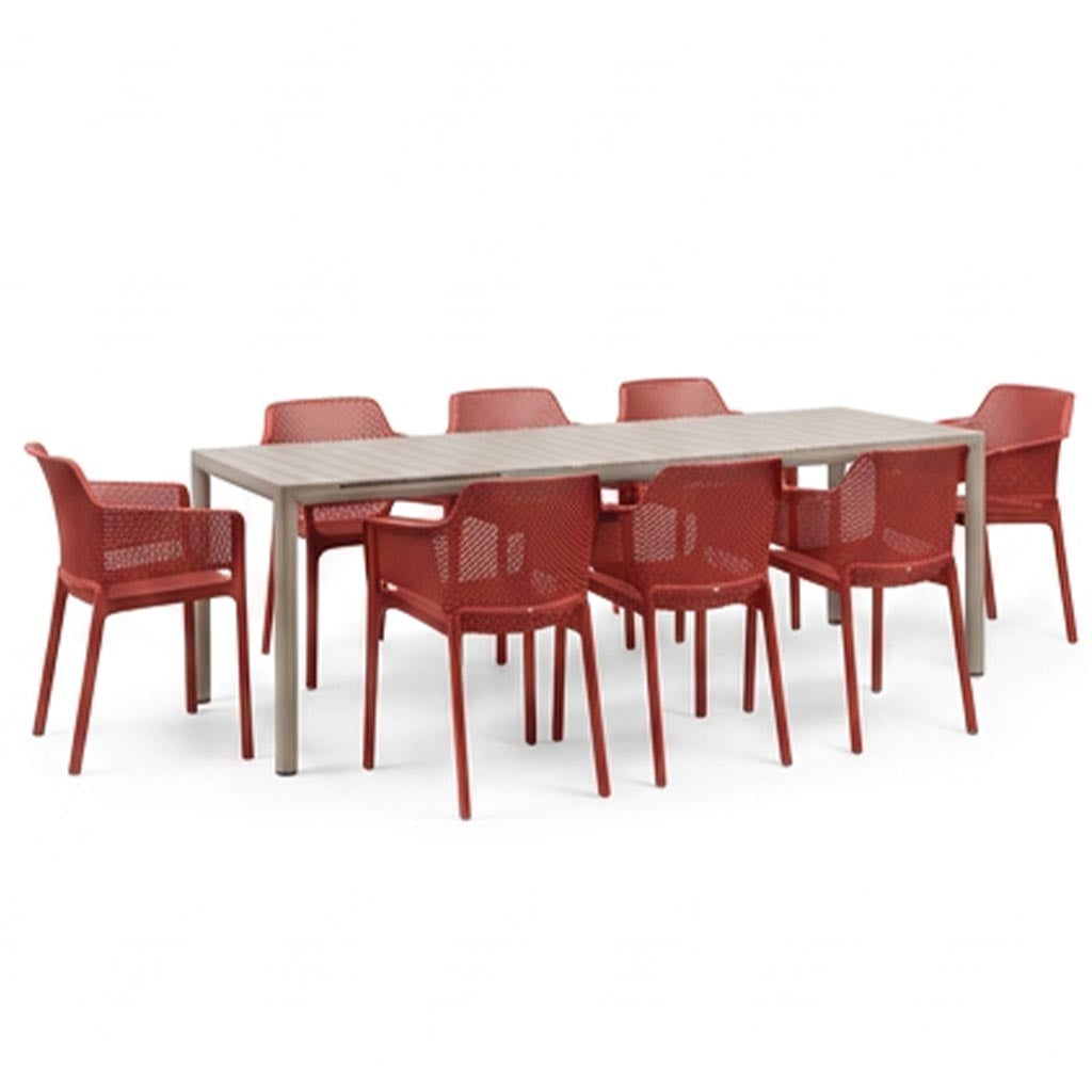 Nardi Tevere Corda Ext. & Net Corallo (Coral) Chairs 7, 9 or 11 Piece Set