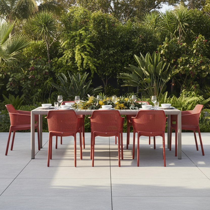Nardi Tevere Corda Ext. & Net Corallo (Coral) Chairs 7, 9 or 11 Piece Set