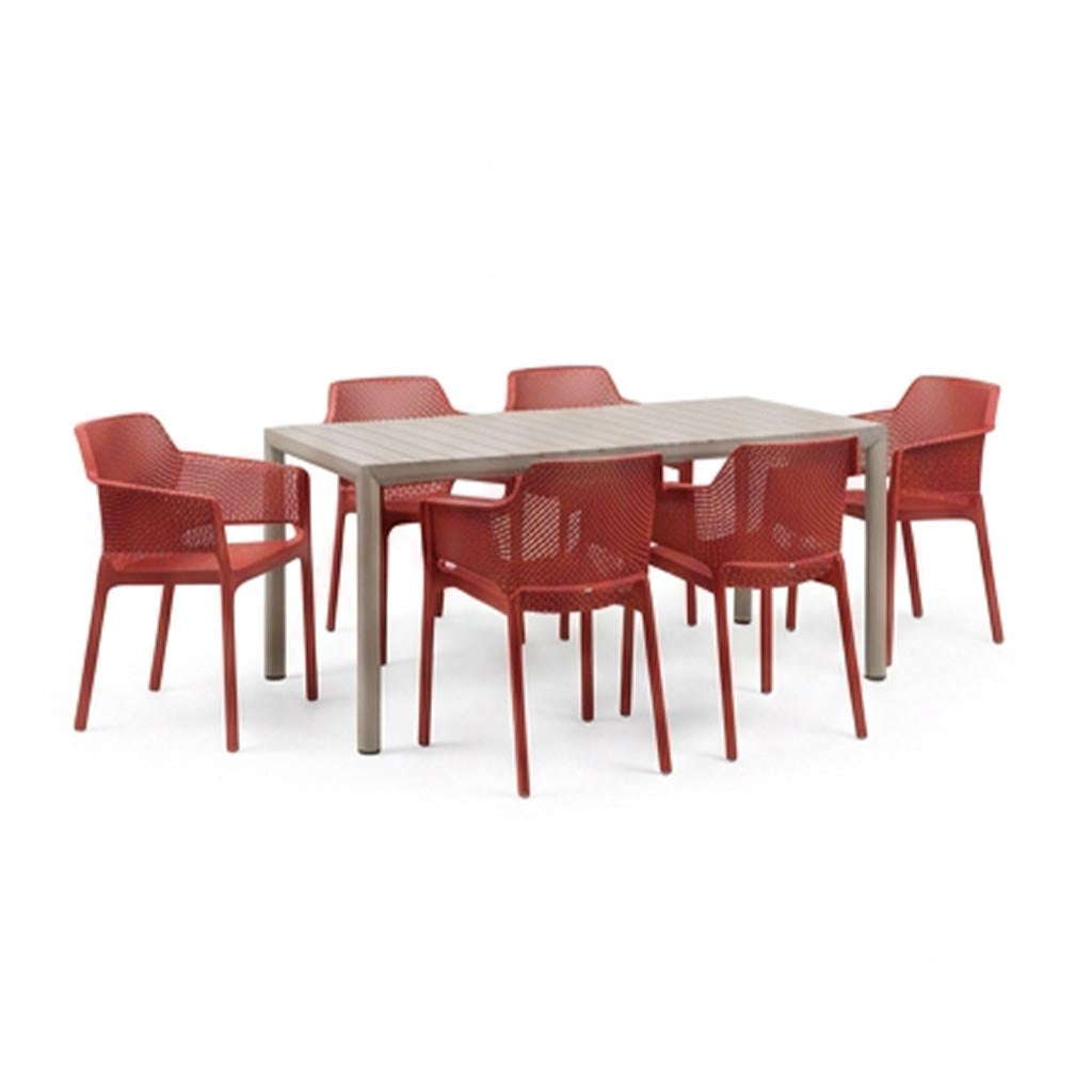 Nardi Tevere Corda Ext. & Net Corallo (Coral) Chairs 7, 9 or 11 Piece Set