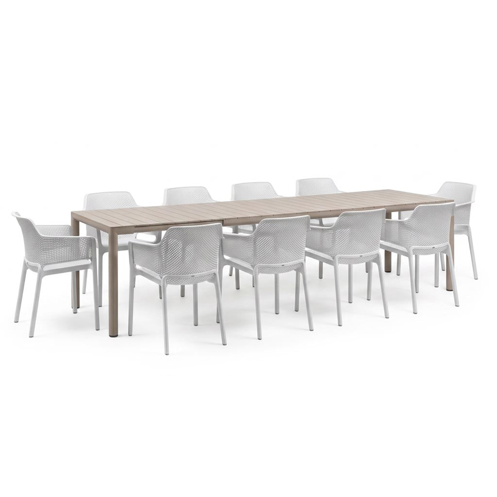 Nardi Tevere Corda Ext. & Net Bianco (White) Chairs 7, 9 or 11 Piece Set