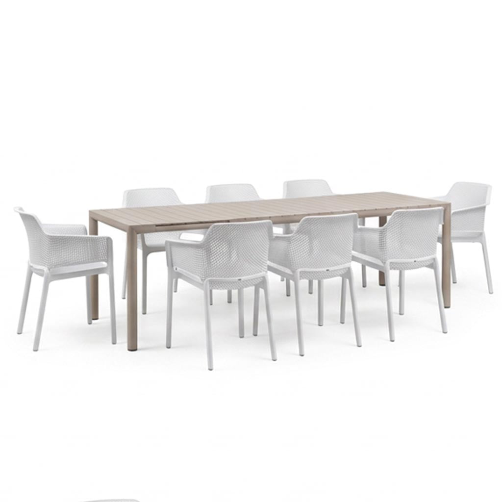 Nardi Tevere Corda Ext. & Net Bianco (White) Chairs 7, 9 or 11 Piece Set