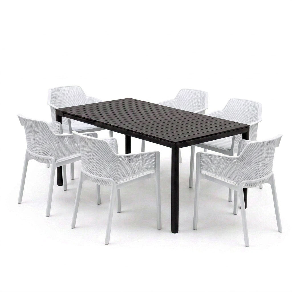 Nardi Tevere Anthracite Ext. & Net Bianco (White) Chairs 7, 9 or 11 Piece Set
