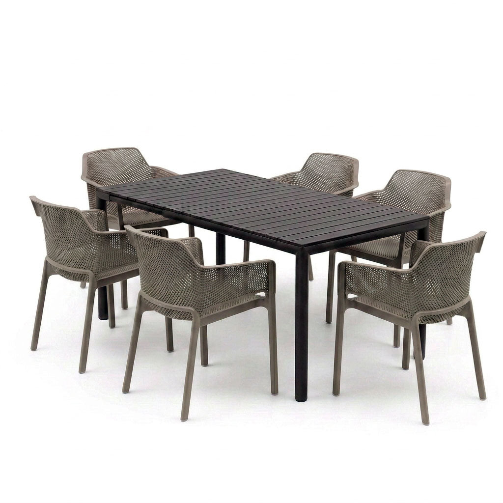 Nardi Tevere Anthracite Ext. & Net Tortora (Taupe) Chairs 7, 9 or 11 Piece Set