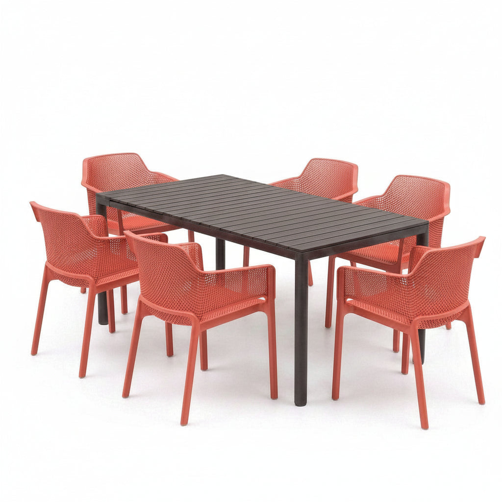 Nardi Tevere Anthracite Ext. & Net Corallo (Coral) Chairs 7, 9 or 11 Piece Set