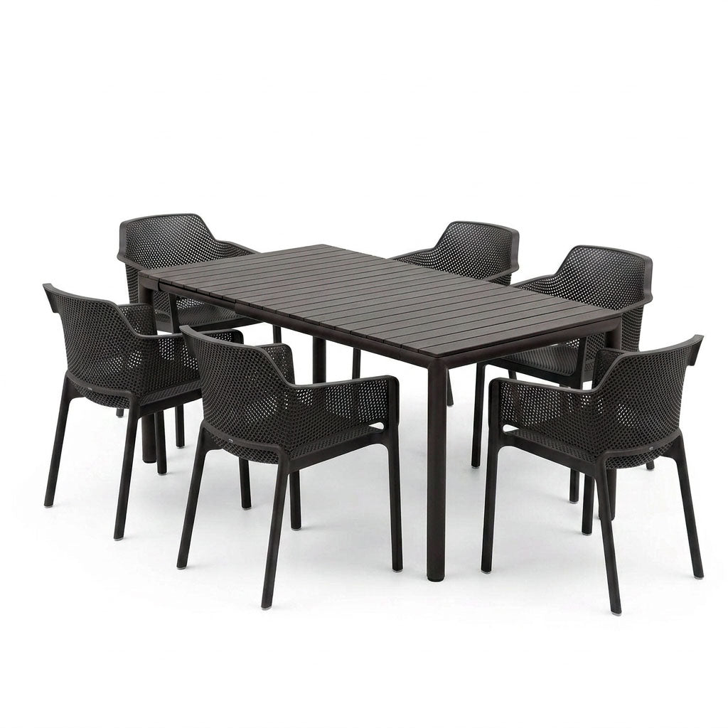 Nardi Tevere Anthracite Ext. & Net Anthracite Chairs 7, 9 or 11 Piece Set