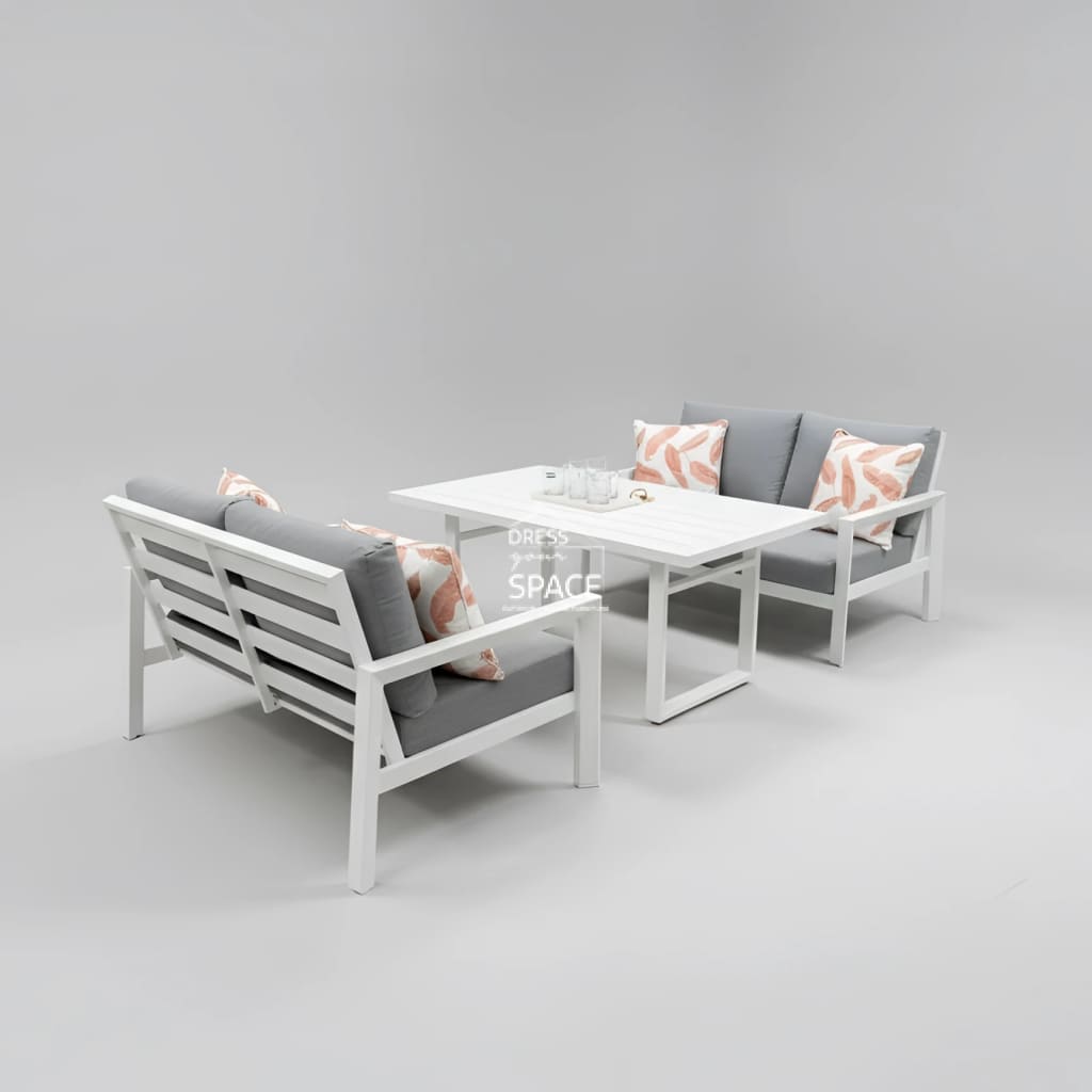 Alani 3 Piece Lounge/Dining Set - White - Outdoor Lounge Set - DYS Outdoor