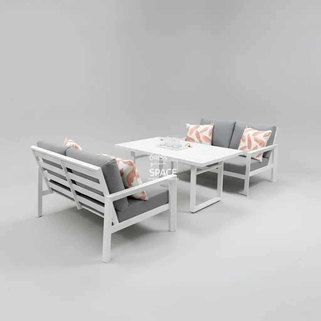 Alani 3 Piece Lounge/Dining Set - White - Outdoor Lounge Set - DYS Outdoor