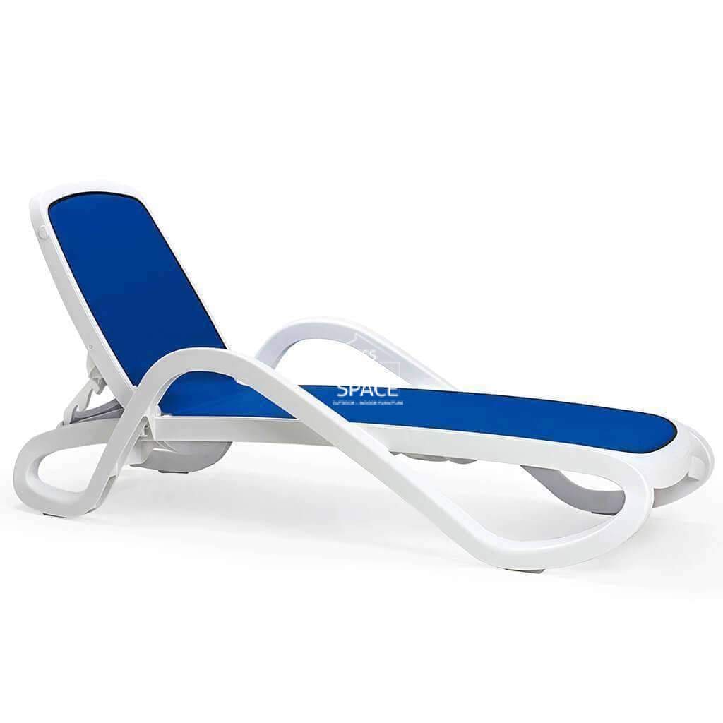 Alfa Pool Lounger - White/Blue - Outdoor Sunlounger - Nardi