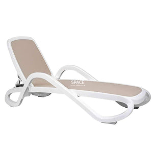 Alfa Pool Lounger - White/Taupe - Outdoor Sunlounger - Nardi