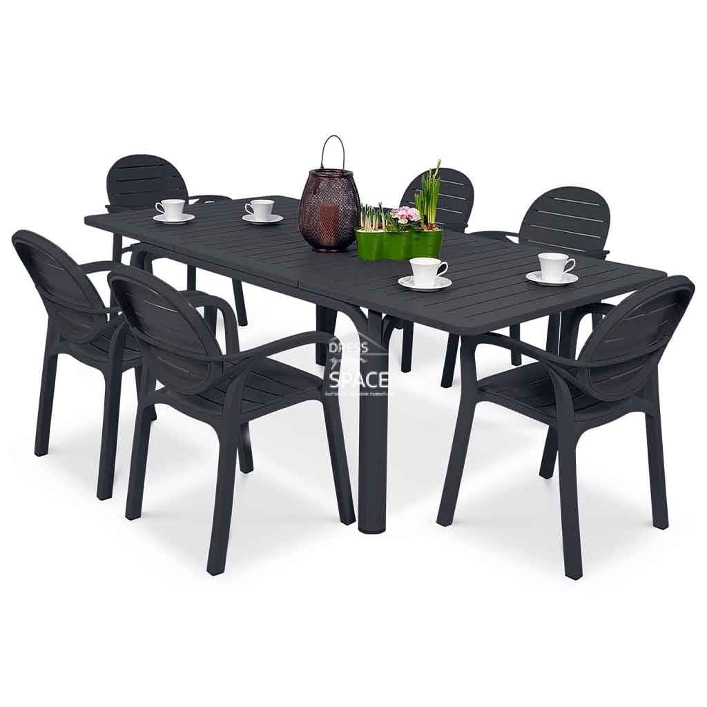 Alloro-Palma Dining Set | Anthracite - Outdoor Dining Set - Nardi