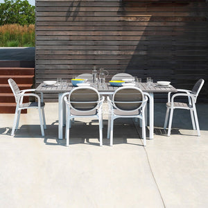 Alloro-Palma Dining Set | White-Taupe - Outdoor Dining Set - Nardi