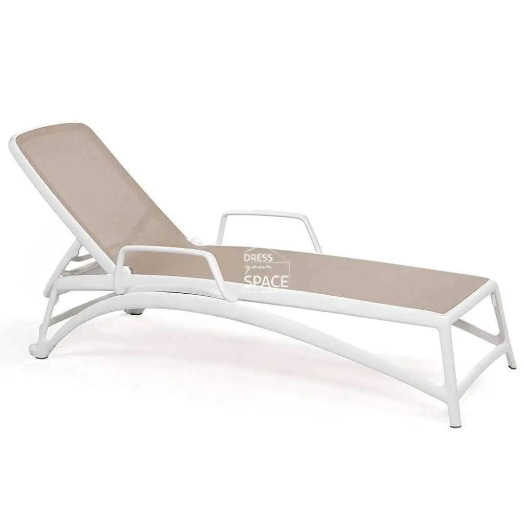 Atlantico Pool Lounger - White/Taupe - Outdoor Sunlounger - Nardi