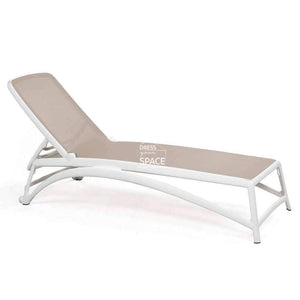 Atlantico Pool Lounger - White/Taupe - Outdoor Sunlounger - Nardi