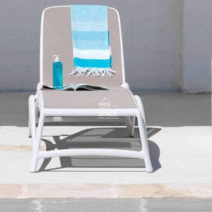 Atlantico Pool Lounger - White/Taupe - Outdoor Sunlounger - Nardi