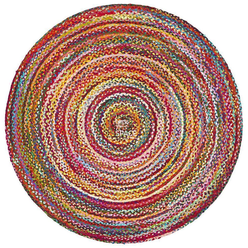 Atrium Chandra Braided Cotton Rug Multi - Indoor Round Rug - Rug Culture