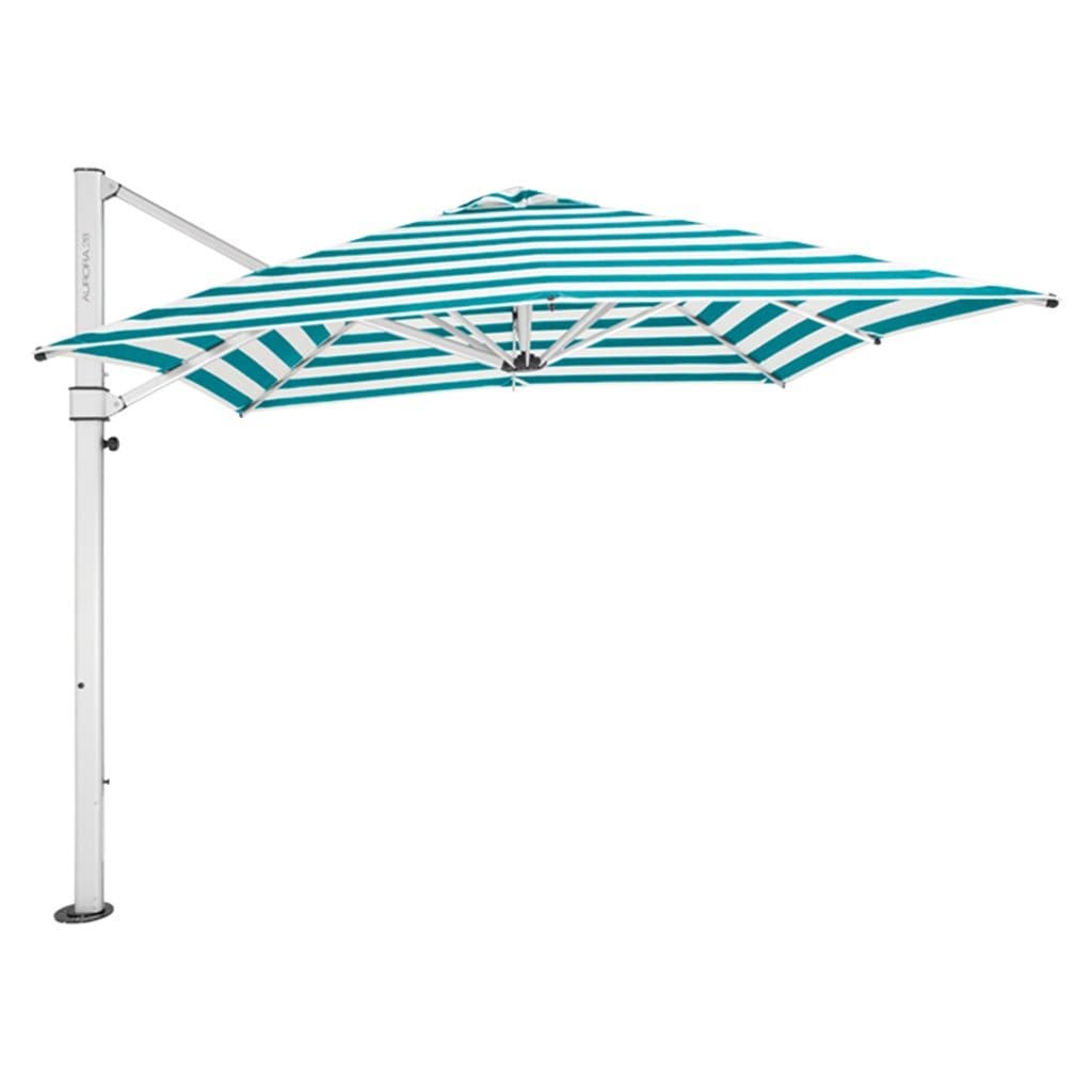 Aurora Umbrella - Premium Fabric - Teal Stripe - Cantilever Side Post Umbrella - Instant Shade