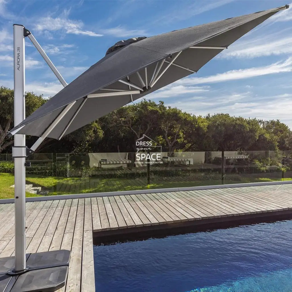 Aurora Umbrella - 2.8m SQ. - Slate - Cantilever Side Post Umbrella - Instant Shade