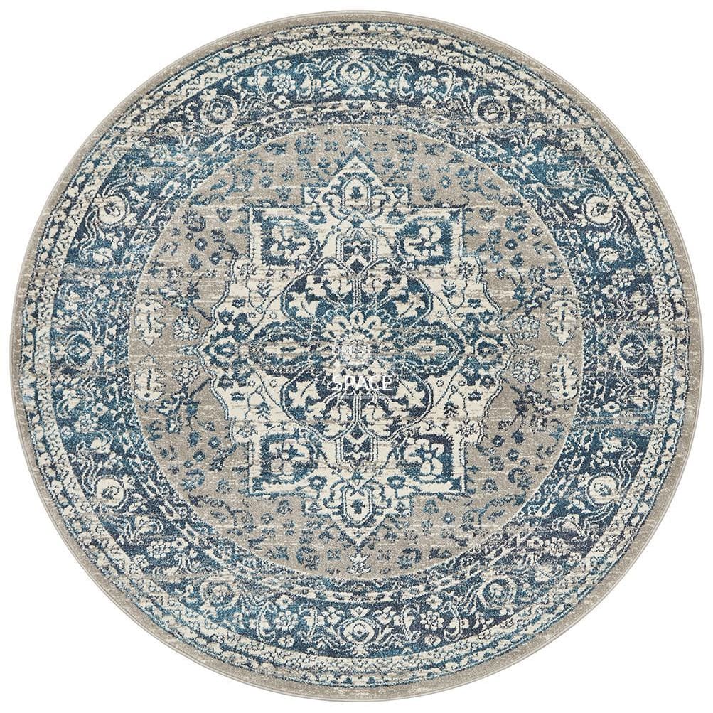 Babylon 207 Blue Round Rug - Indoor Round Rug - Rug Culture