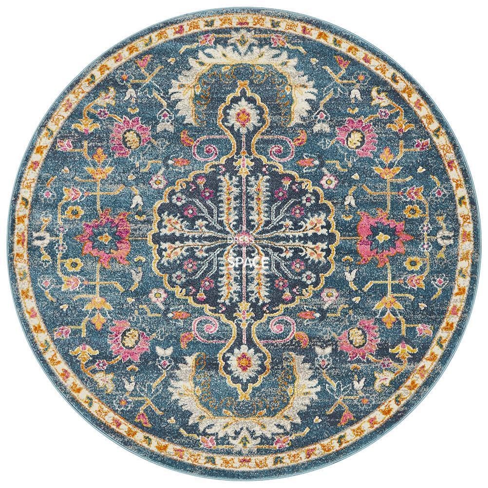 Babylon 209 Navy Round Rug - Indoor Round Rug - Rug Culture