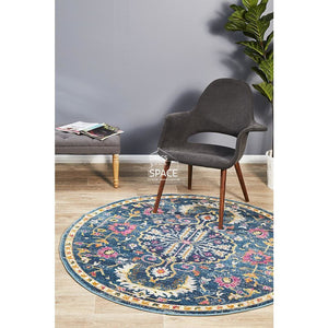 Babylon 209 Navy Round Rug - Indoor Round Rug - Rug Culture