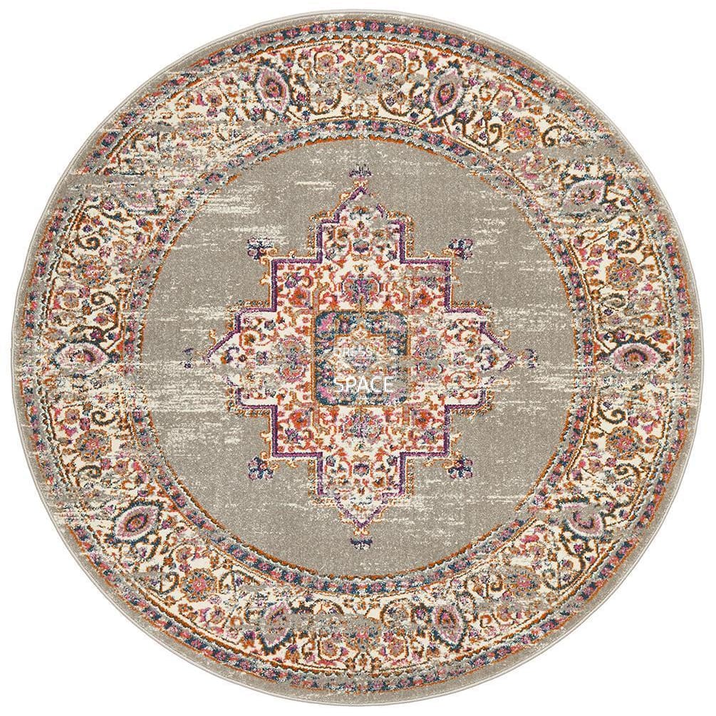 Babylon 211 Grey Round Rug - Indoor Round Rug - Rug Culture