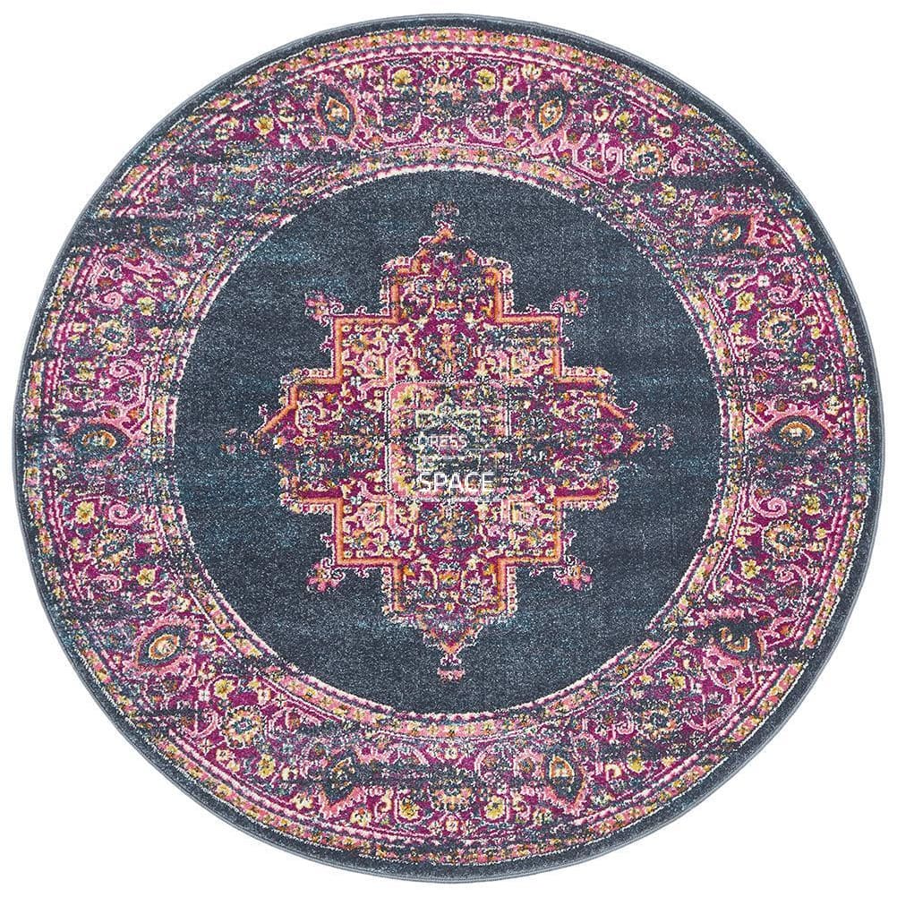 Babylon 211 Navy Round Rug - Indoor Round Rug - Rug Culture