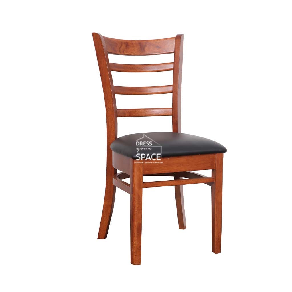 Beatrice Dining Chair - Antique Maple Frame / Black PU Seat - Indoor Dining Chair - DYS Indoor