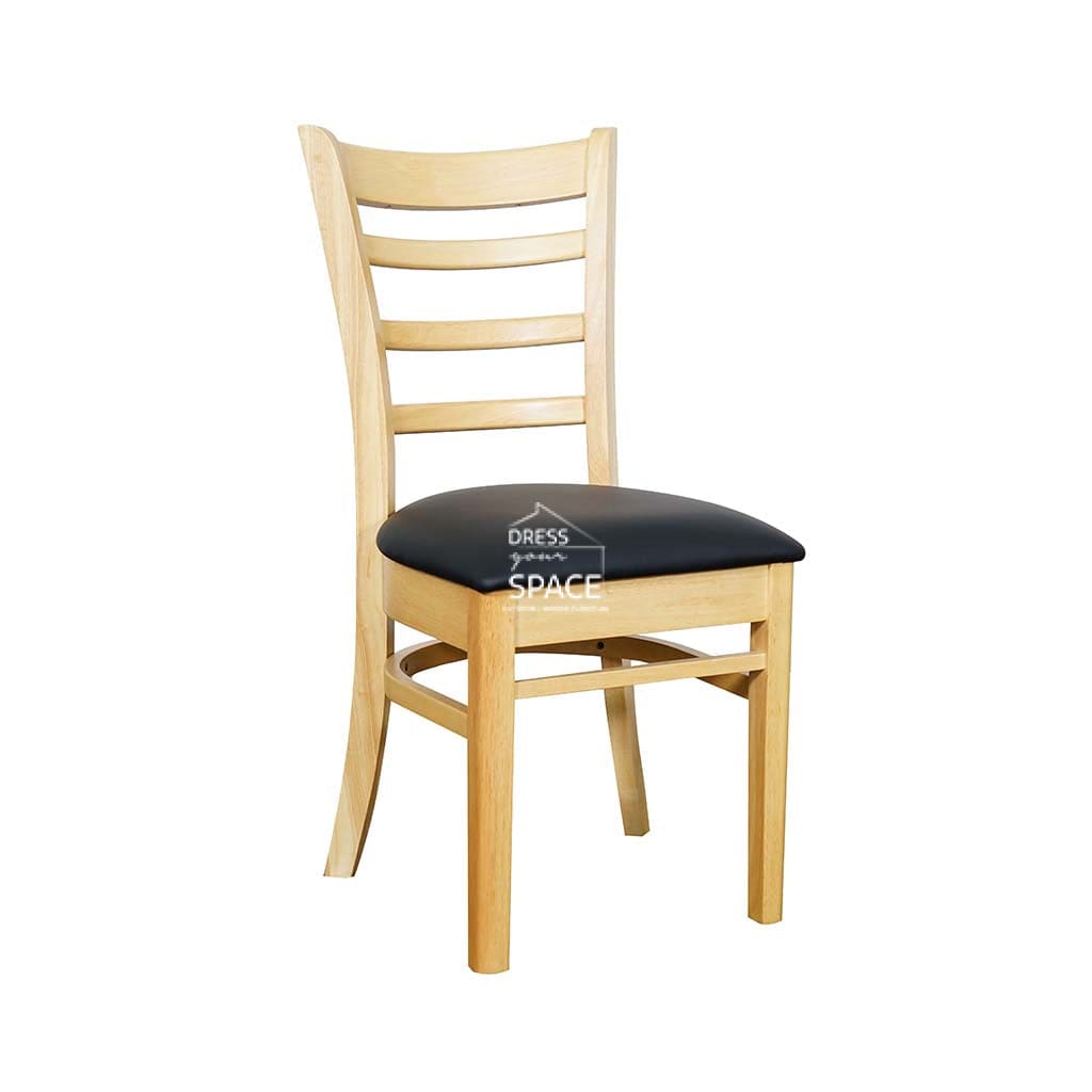 Beatrice Dining Chair - Natural Frame / Black PU Seat - Indoor Dining Chair - DYS Indoor