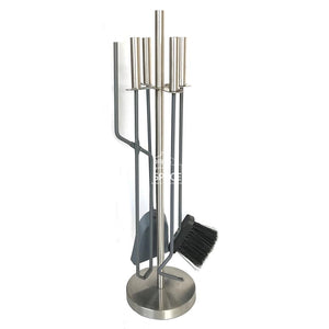 Brack 4pce Stainless Set + Stand - Fireplace Tool Set - DYS Fireplace Accessories