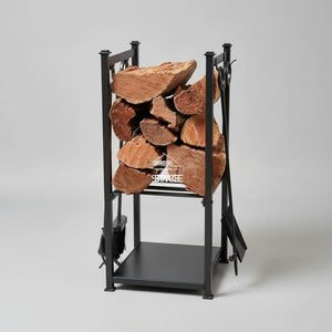 Butch Cassidy 5P Log Rack/Stand Fireplace Set - Fireplace Tool Set - DYS Fireplace Accessories